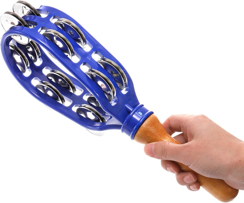 Eorbow 2 Pack 12" Tambourine for Adults, Double Row Metal Jingles Hand Held Tambourine, Plastic Wooden Hand Percussion Instrument, Musical Bells for School Party Church Concerts - Image 4